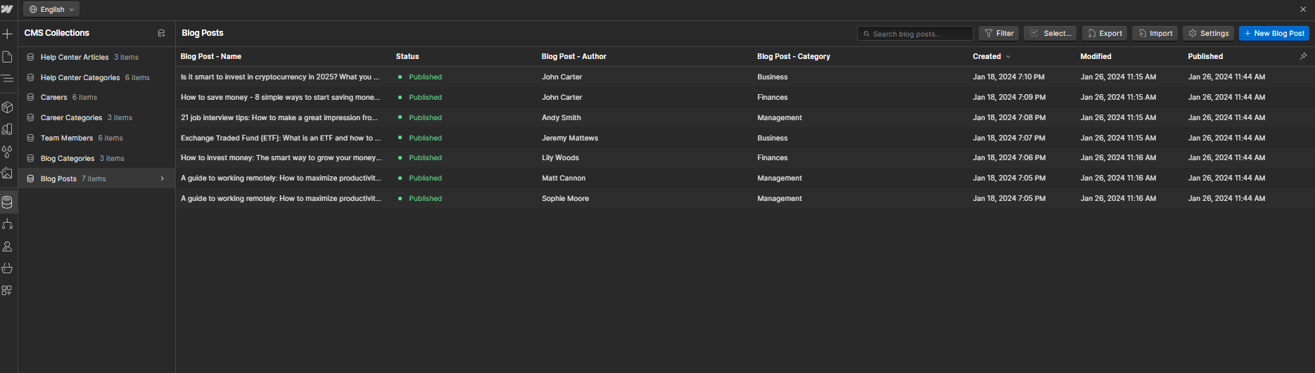 CMS Collections - Starter X Webflow Template