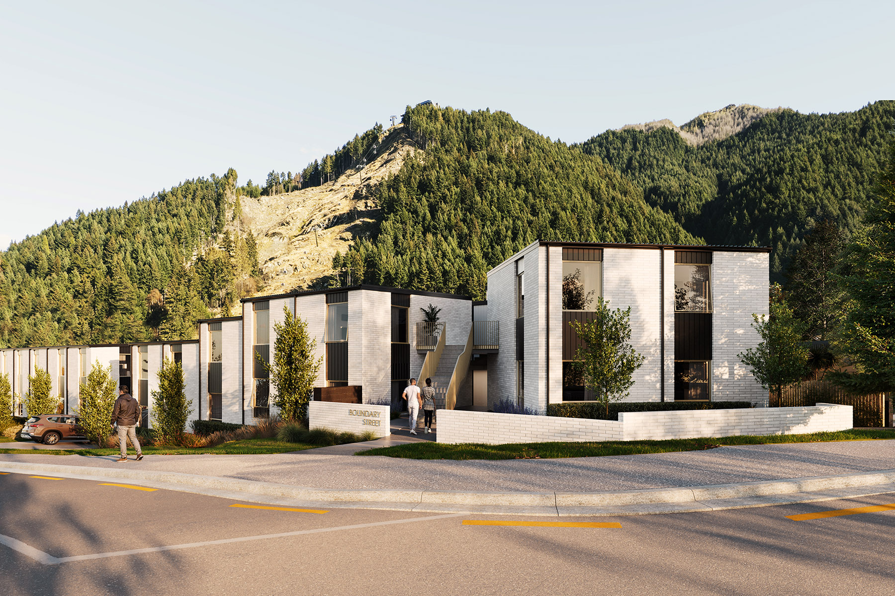 Exterior 3D Rendering of Maribel Apartments in Queenstown from corner