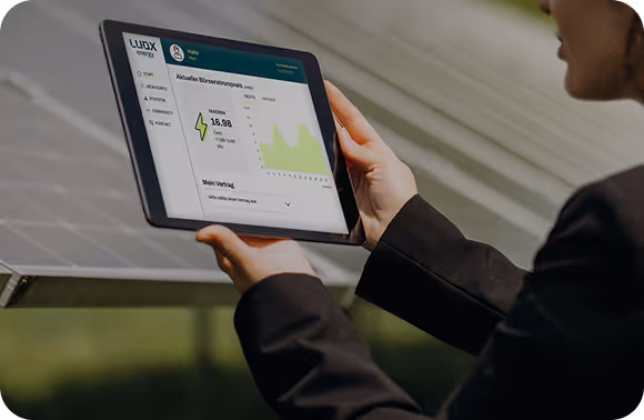 Tablet zeigt Börsenstrompreis