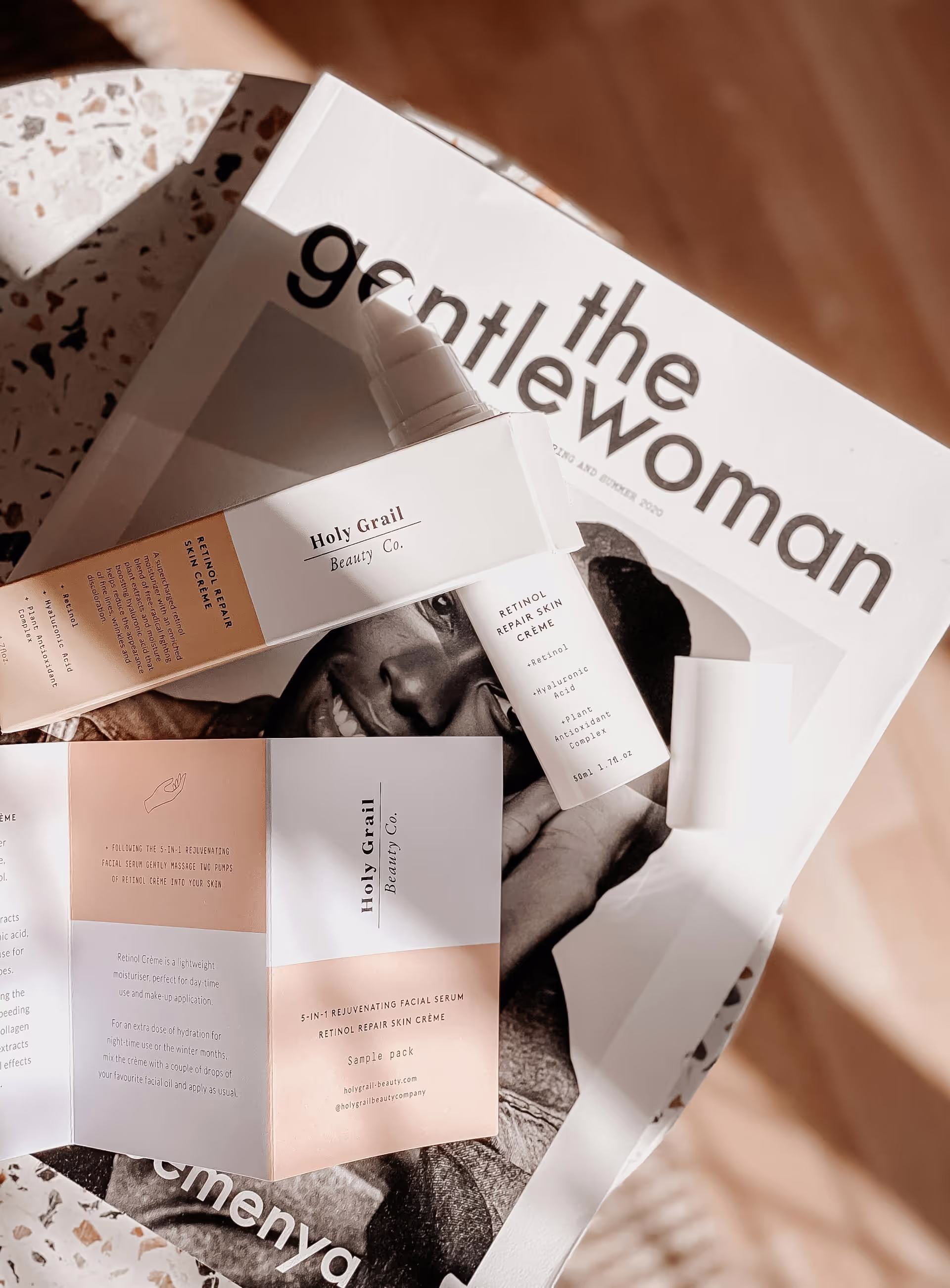 Woman parfum and magazines