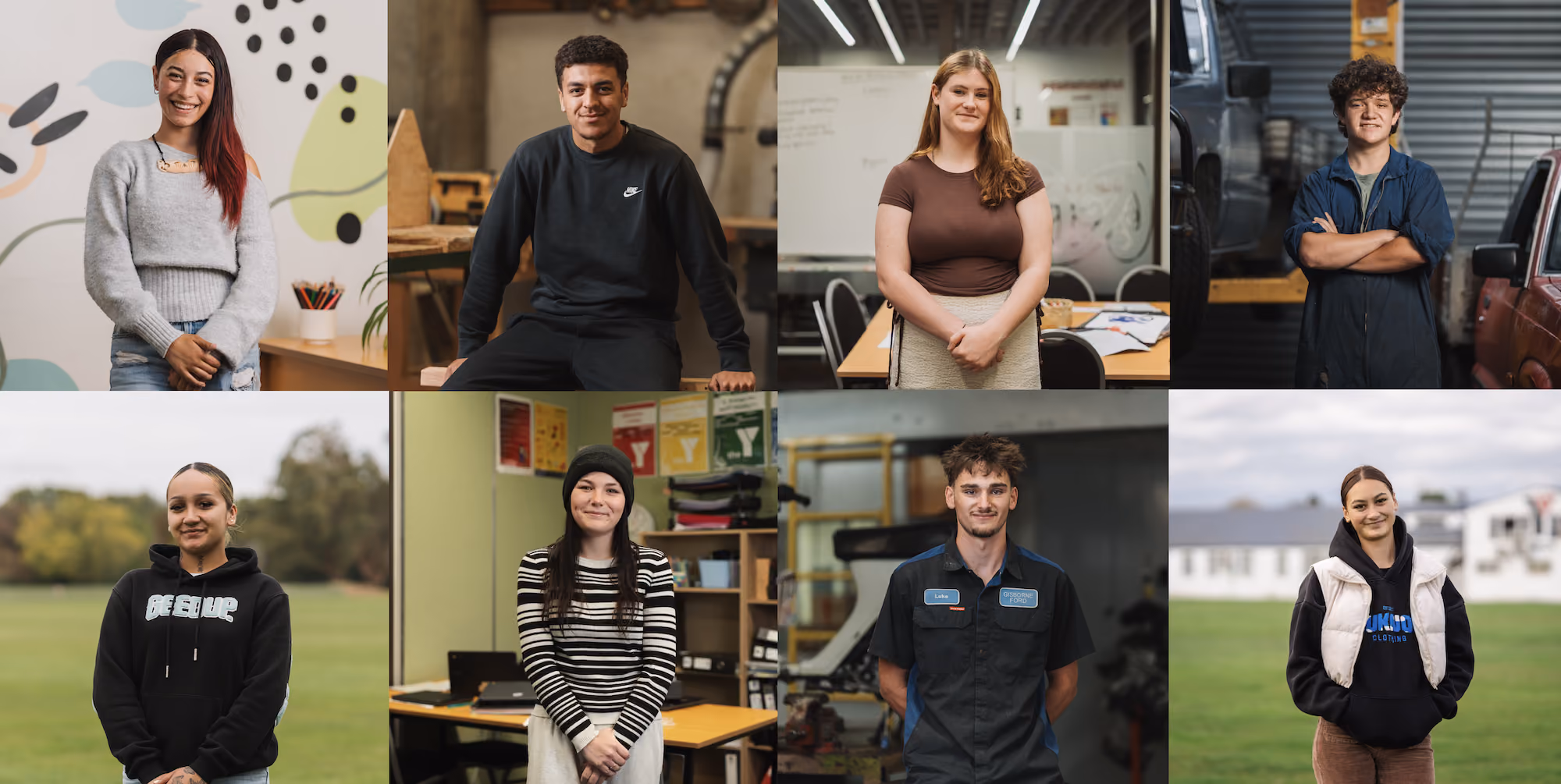 A grid of portrait photos of smiling Y Education learners