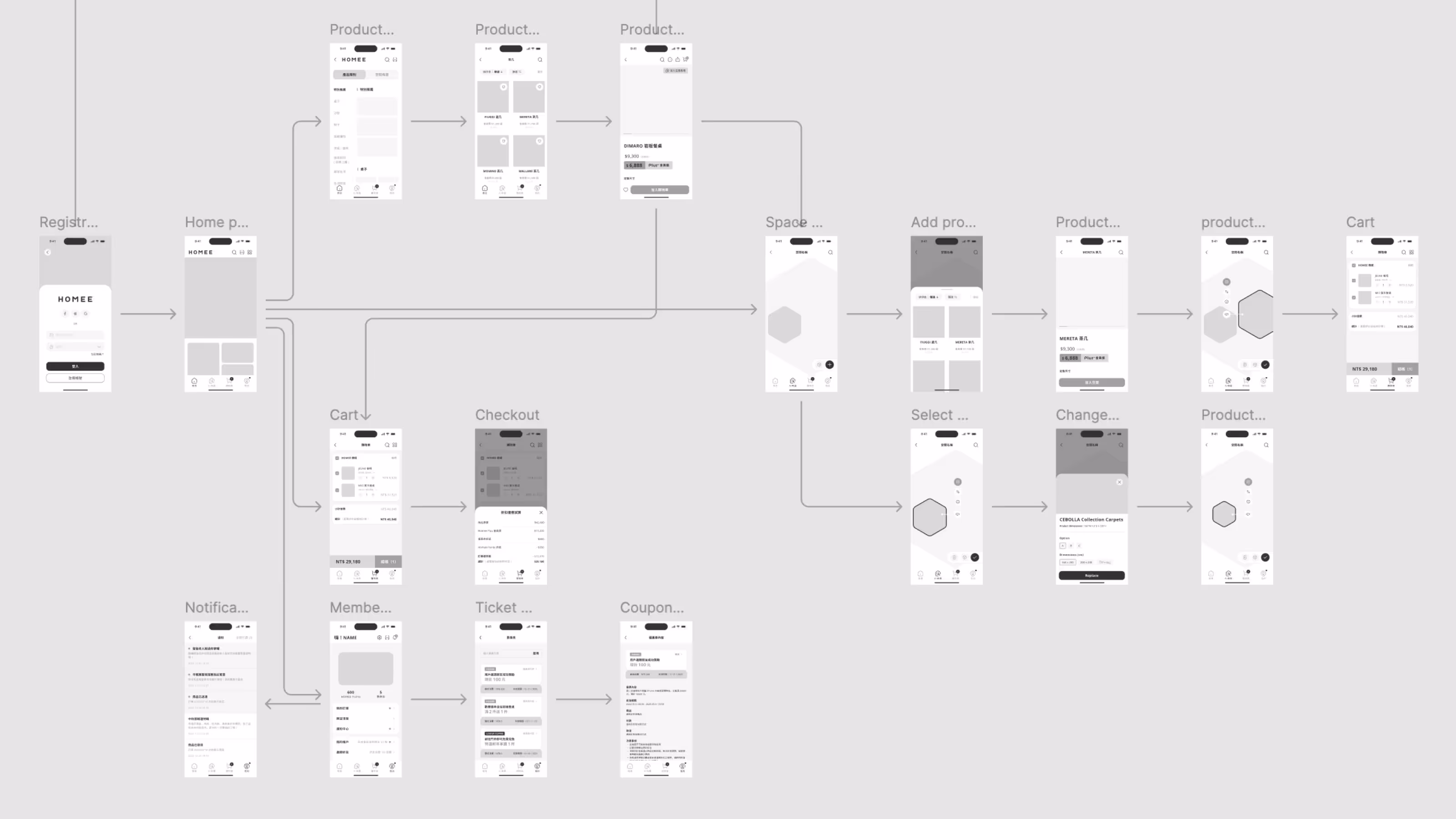 HOMEE App Wireframes