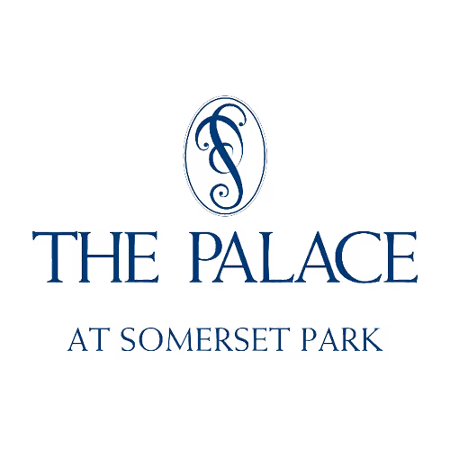 "The Palace at Somerset Park" venue logo with a decorative monogram above the text.