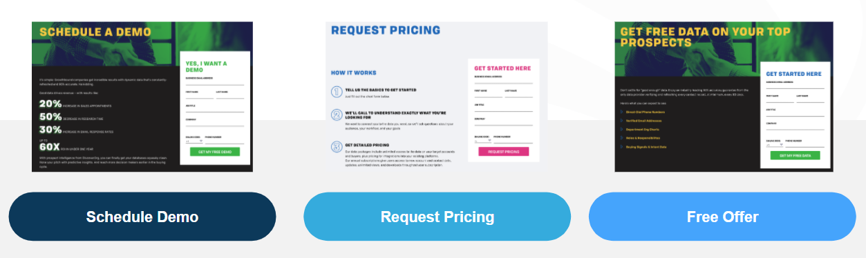 landing page offers comparison
