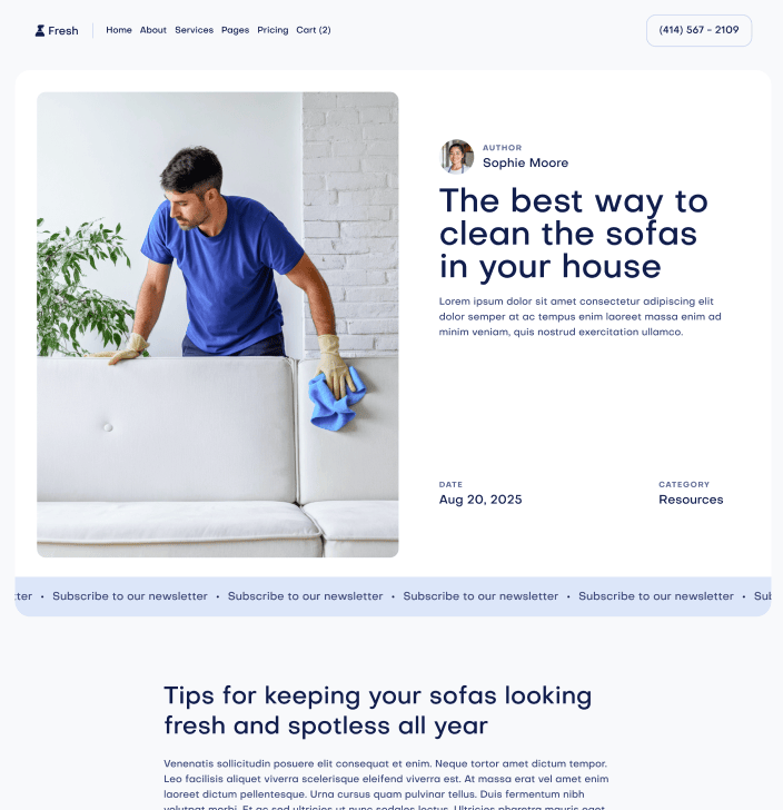 Fresh X - Blog Post Main Page - Cleaning Webflow Template
