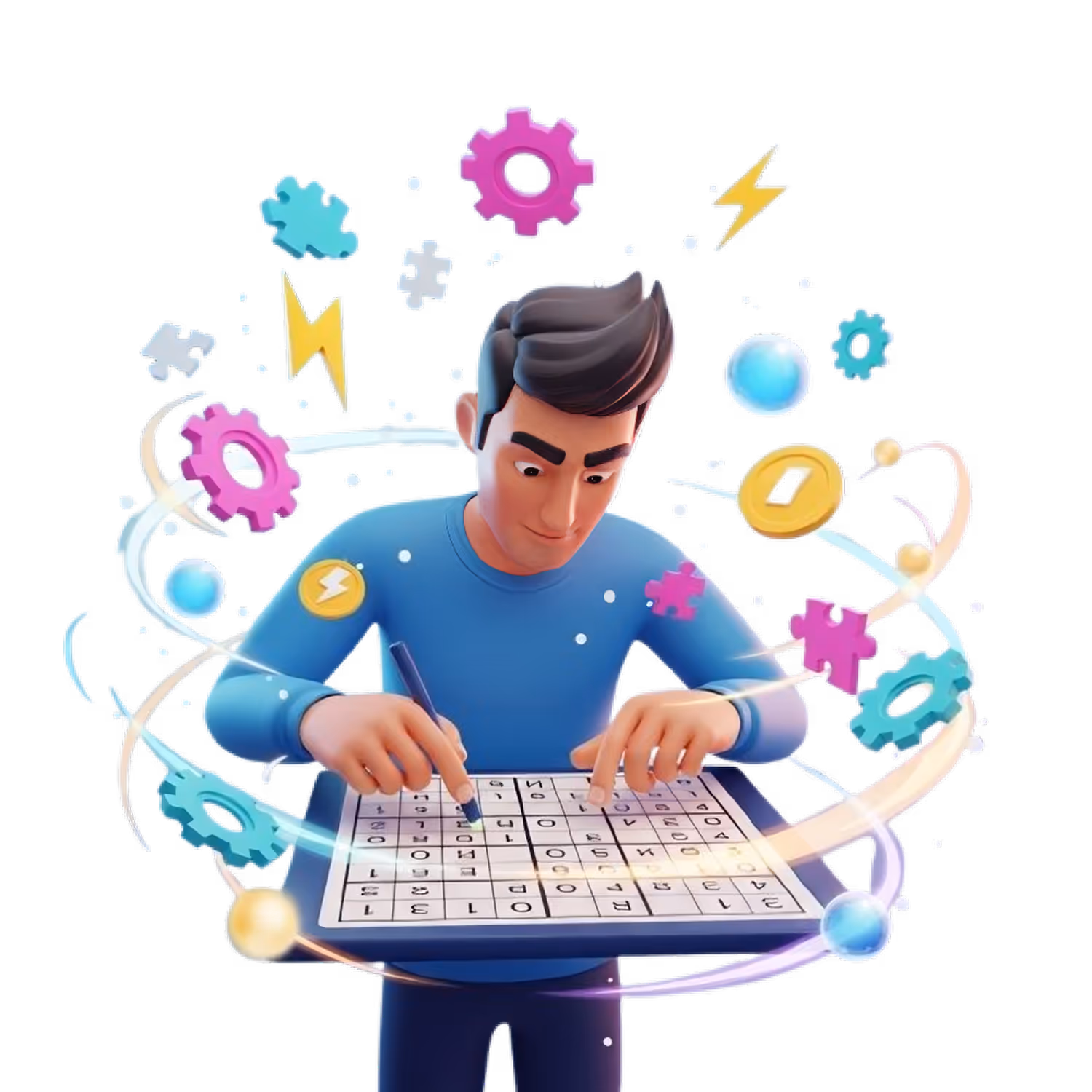 Man solving sudoku image
