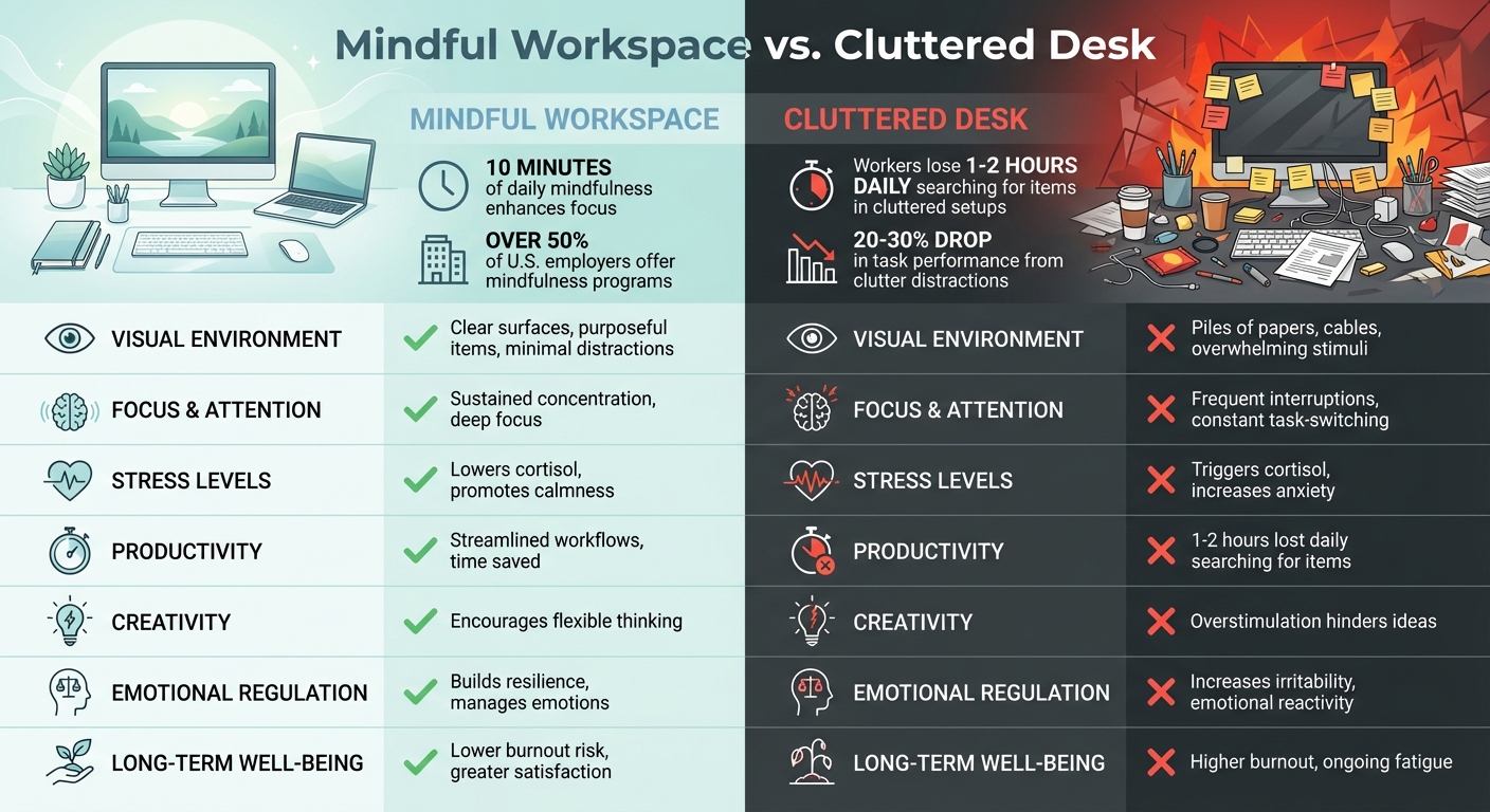 Mindful Workspace vs Cluttered Desk: Impact on Productivity and Stress