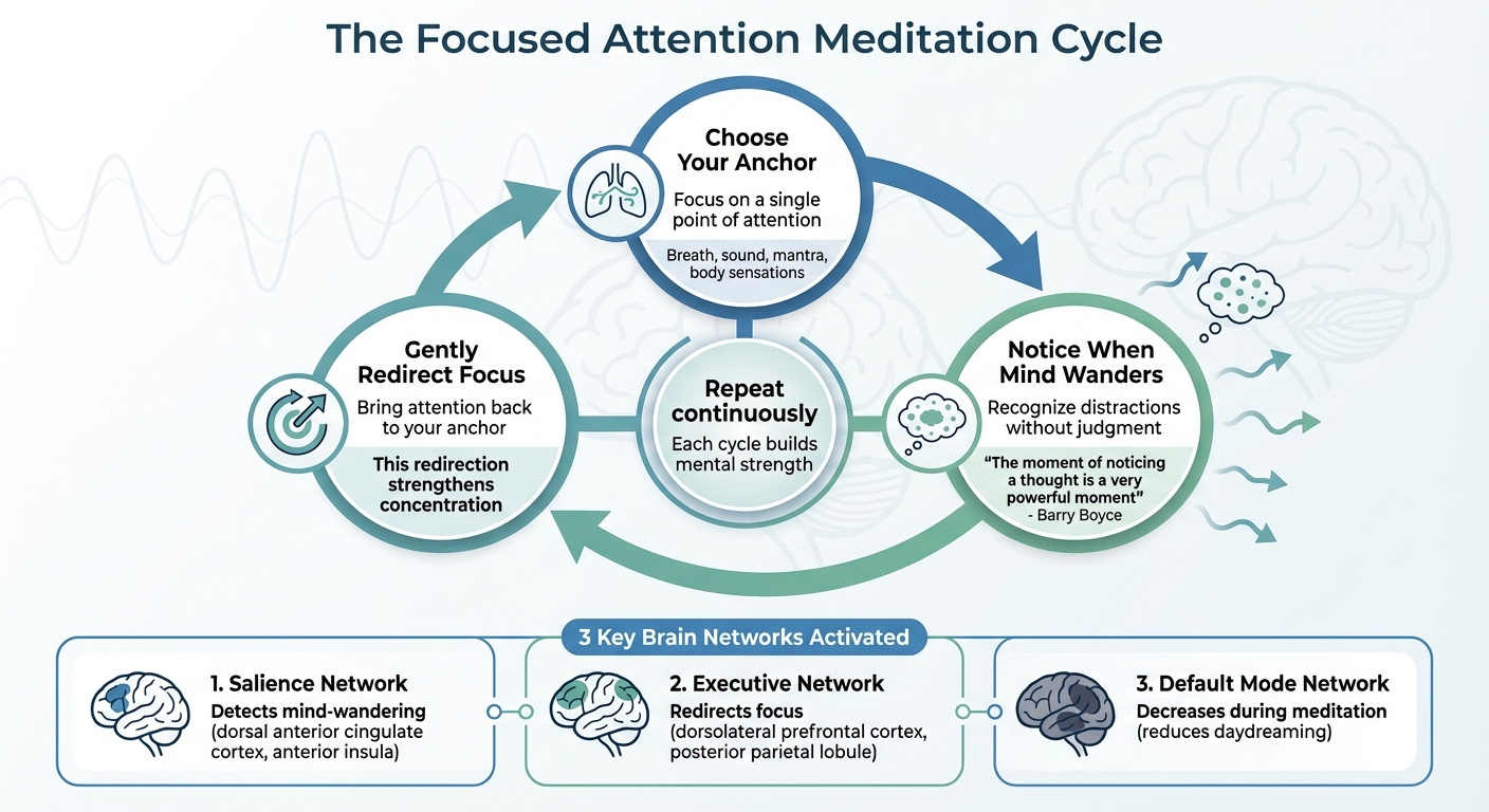 How Focused Attention Meditation Works: The 3-Step Concentration Cycle