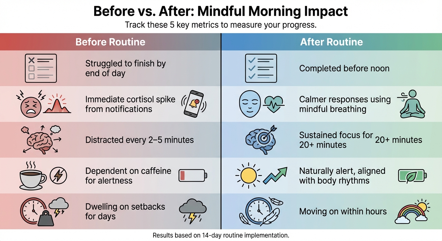 Before and After Mindful Morning Routine: Productivity Metrics Comparison