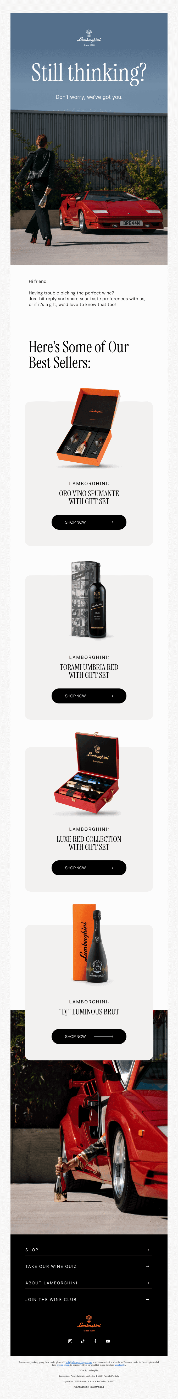 Can't Decide? from Lamborghini - Desktop Email View | Really Good Emails