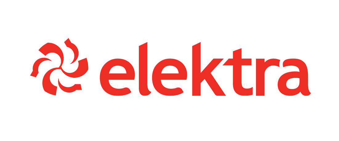 Elektra company logo with a red stylized spiral design to the left of the word 'elektra' in lowercase red letters.