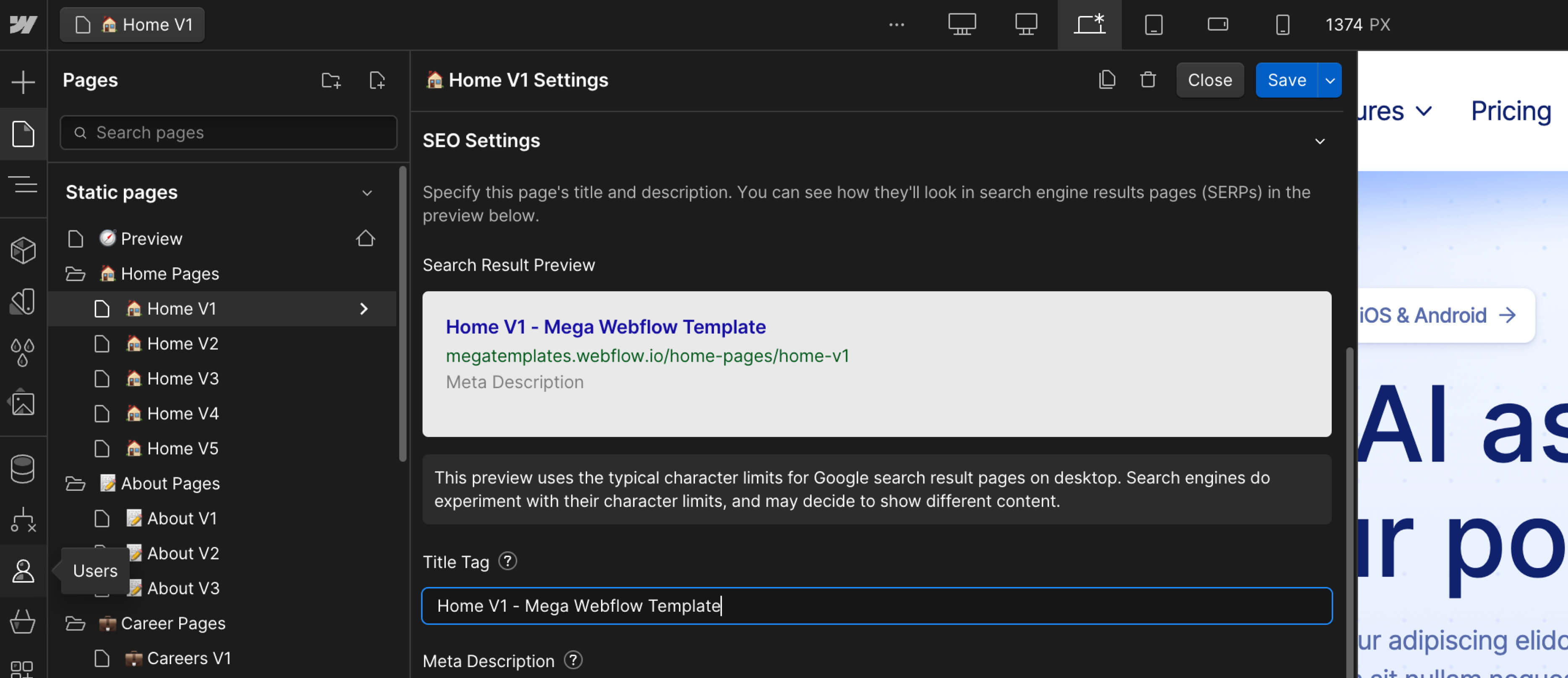 SEO - Mega Webflow Template
