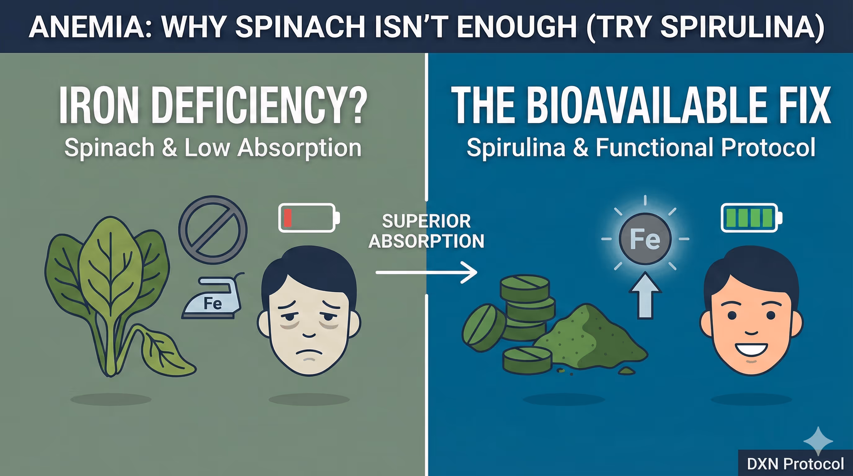 Iron Deficiency Anemia: Why Spinach Isn't Enough (Try Spirulina)