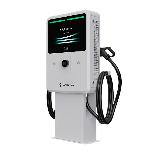 AMP FLEX Level 3 EV charger, angled view