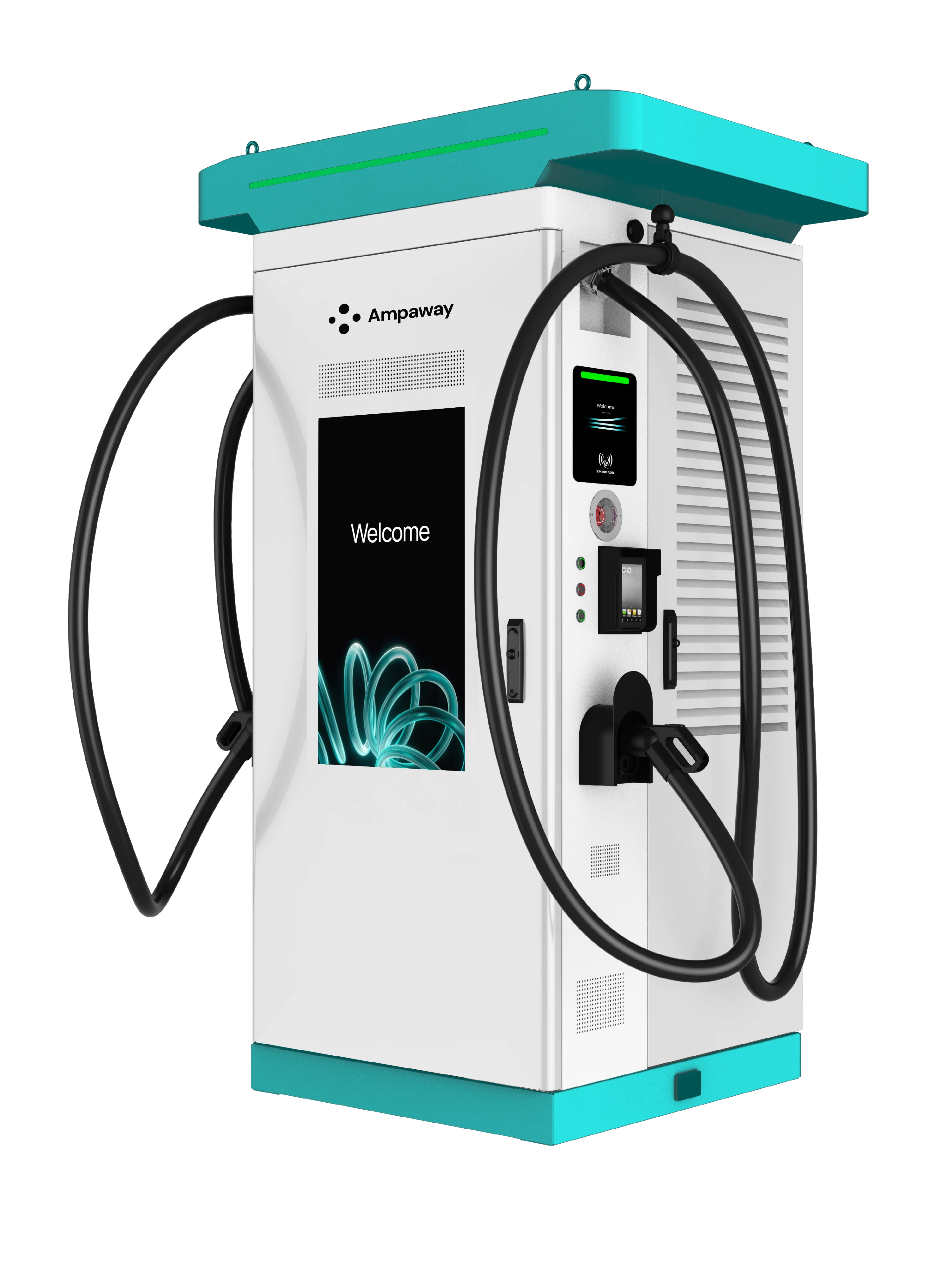 AMP MAX Level 3 EV charger, angled view