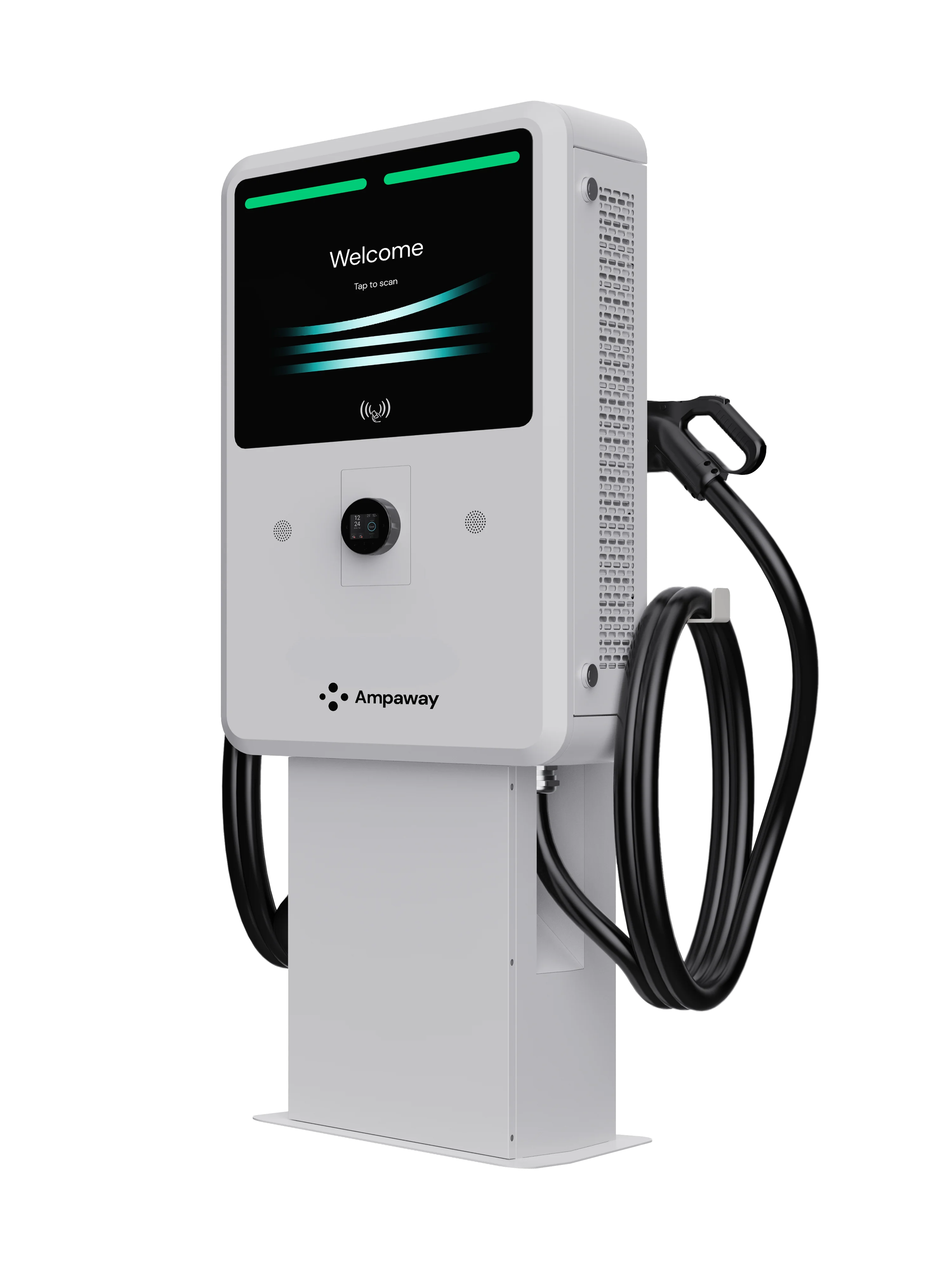 AMP FLEX Level 3 EV charger, angled view