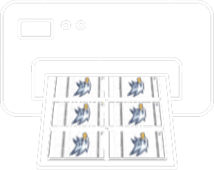Image of a printer printing out team-branded scoresheet labels.