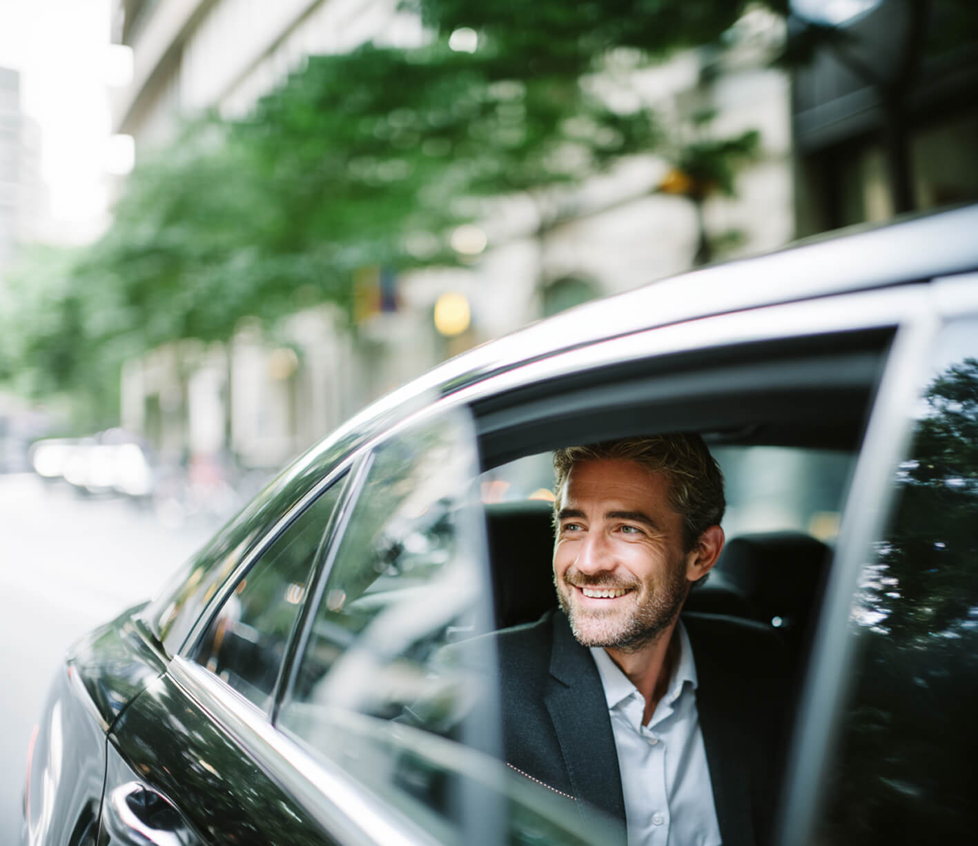 man in an uber