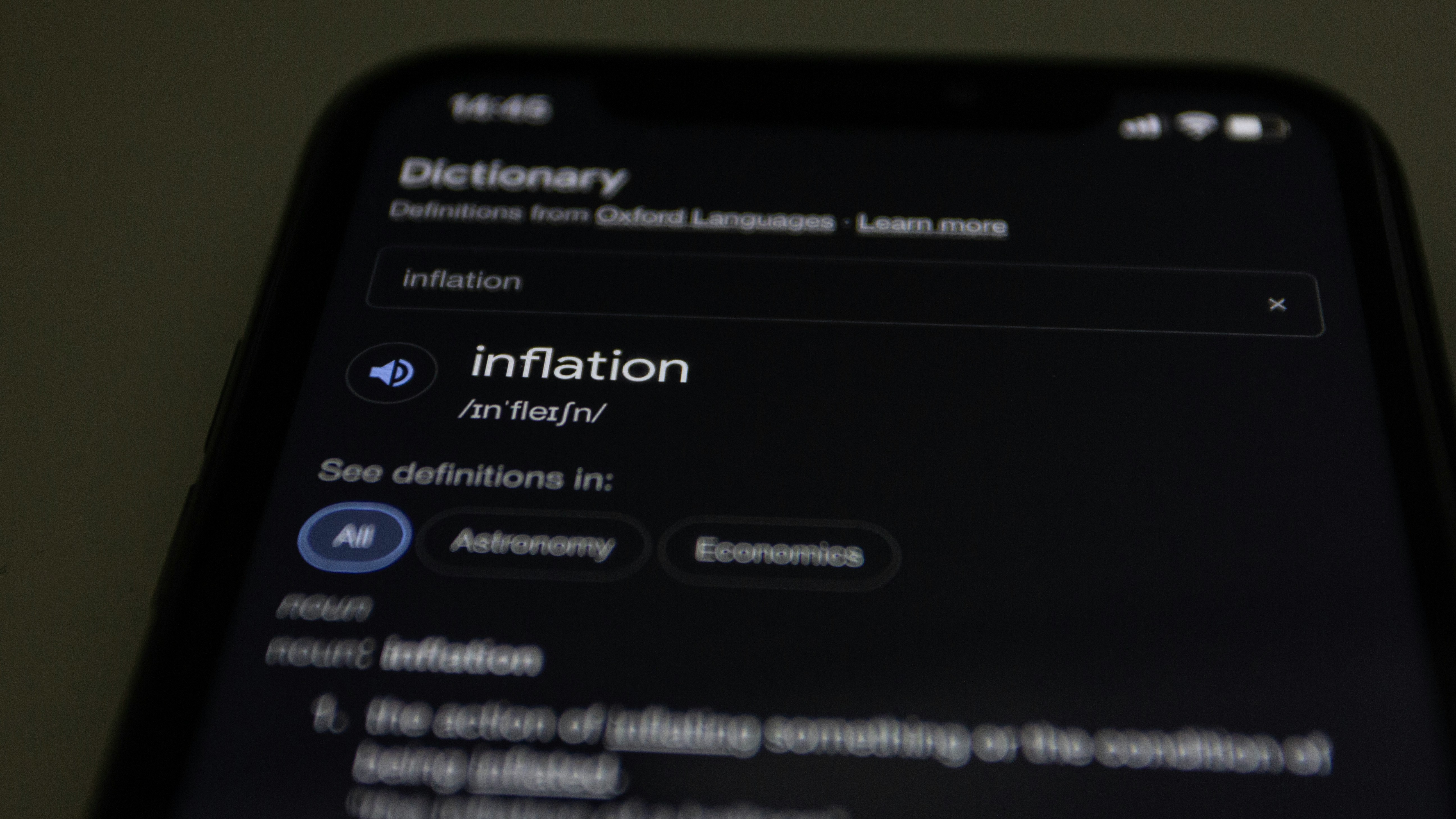 inflation definition on smartphone