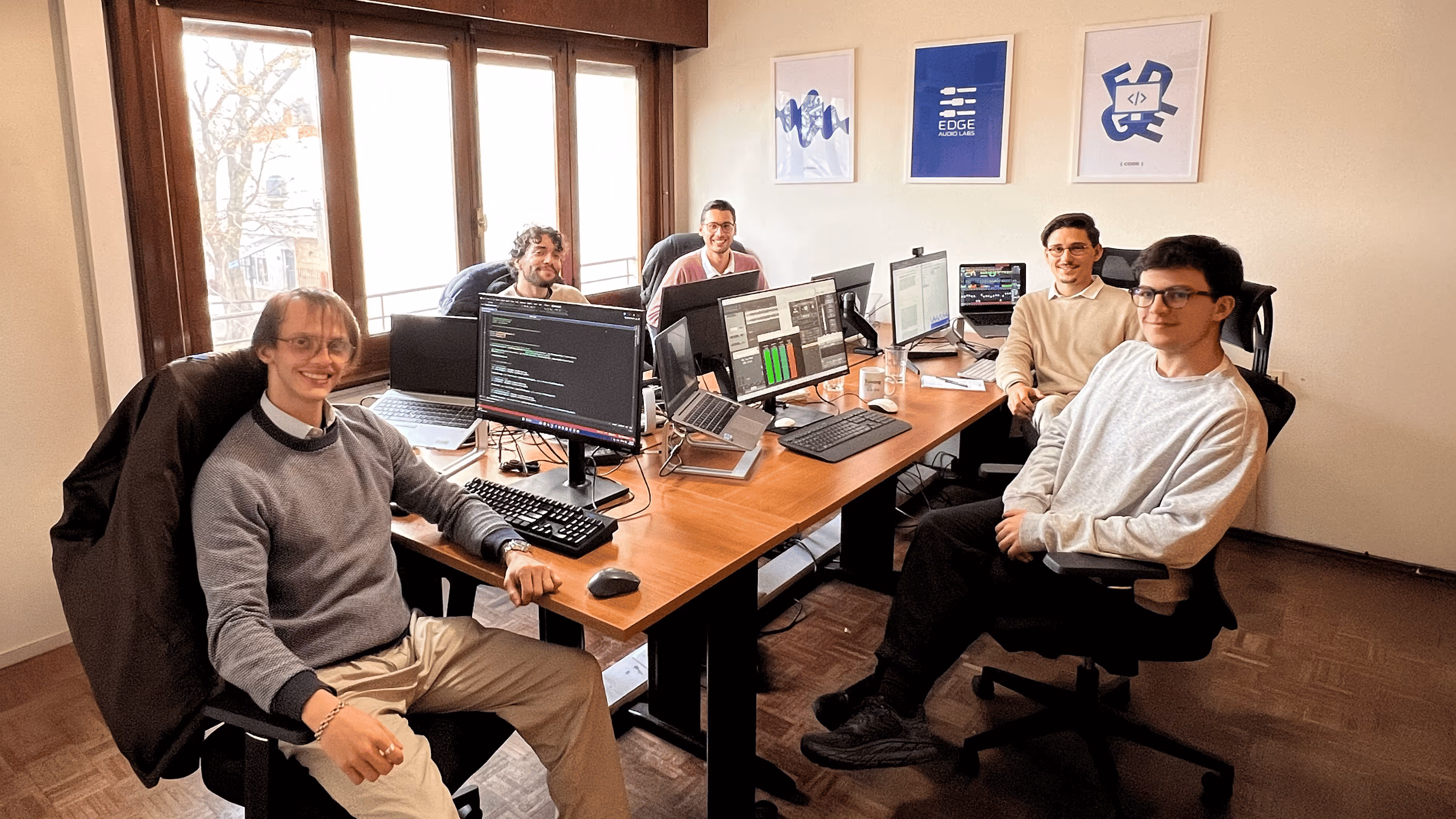 Edge Audio Labs Dev Team in the office