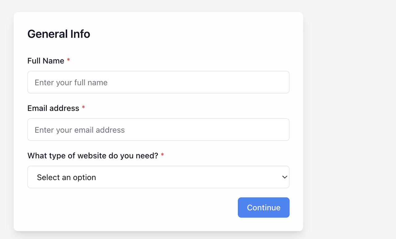 Formistro - Question Form service request.