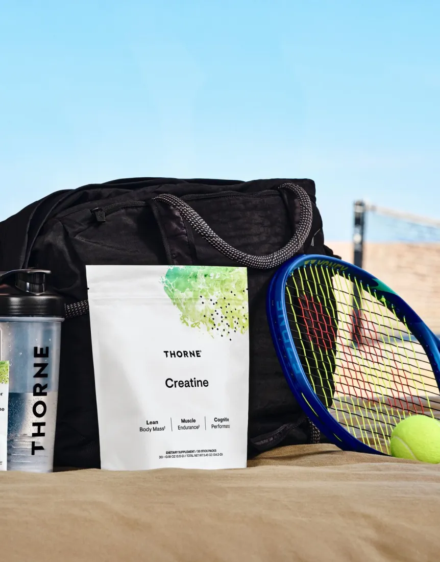 Thorne creatine on a tennis court.
