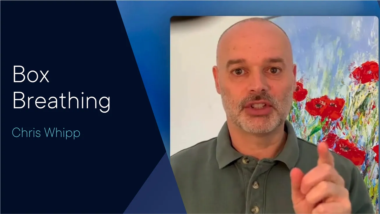RISE presentation slide about Box Breathing technique by Chris Whipp