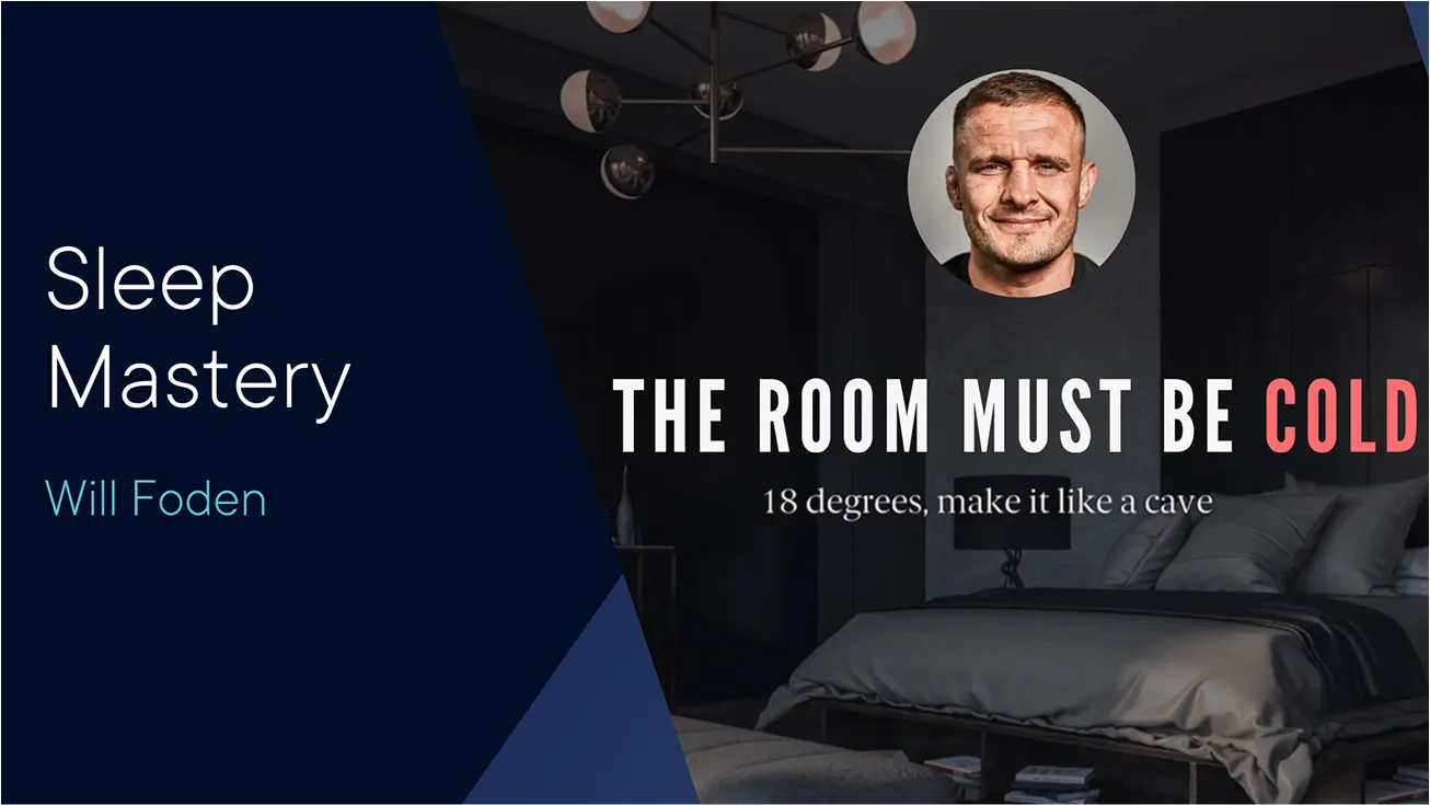 Rise Sleep Mastery course title screen with Will Foden.