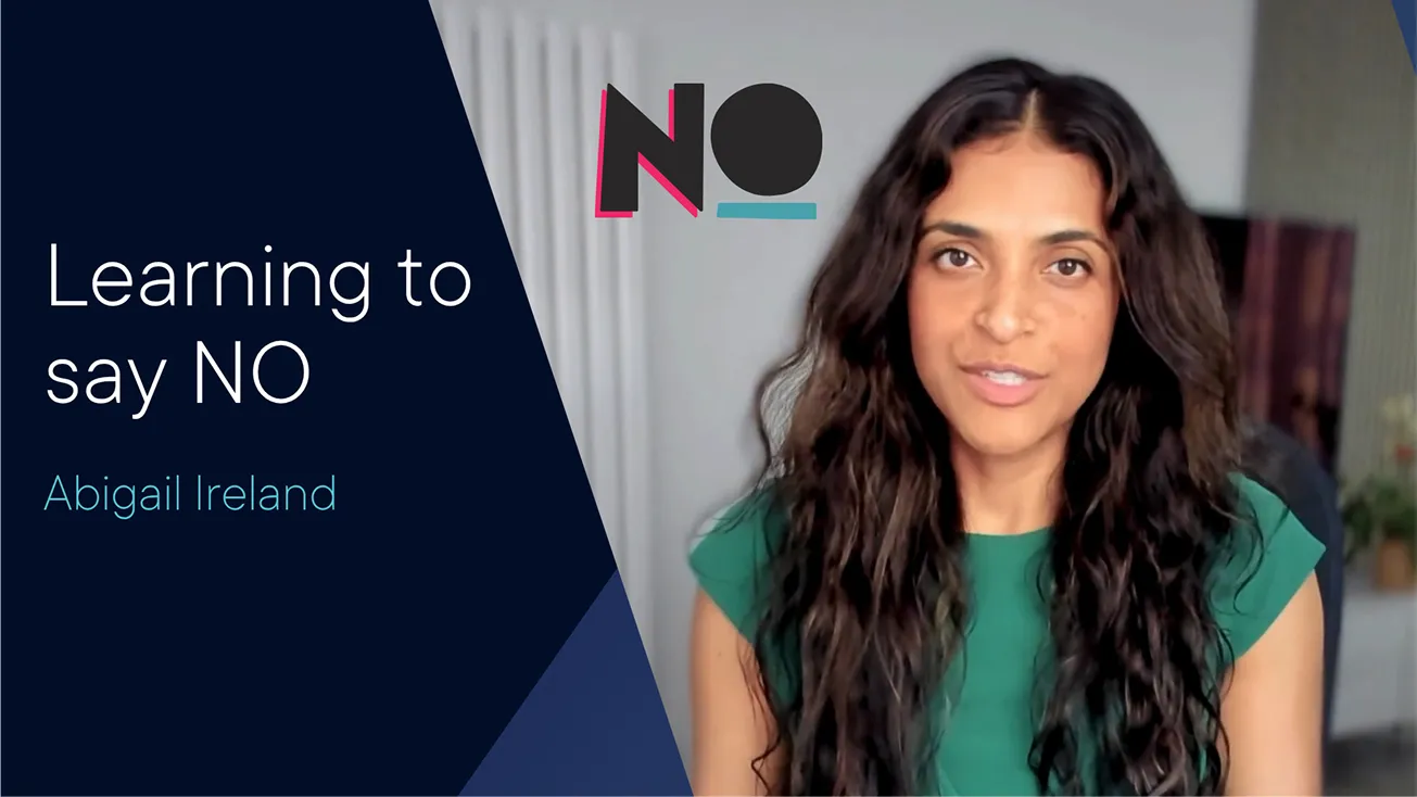 RISE presentation slide about saying no with Abigail Ireland.