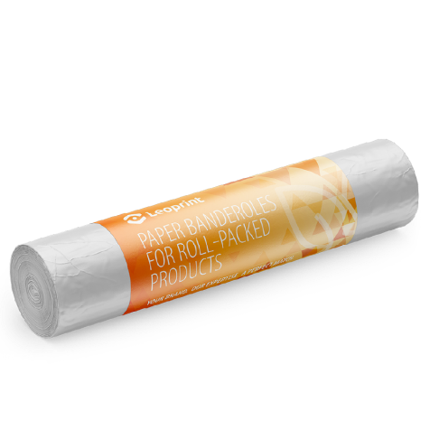 FSC-certified printed paper banderoles with patented Easy-Open technology and optimized surface friction for high-speed automated packaging.