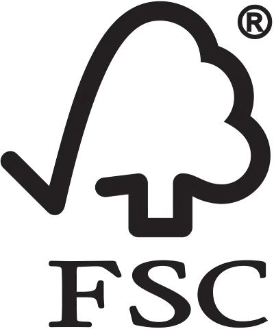 „Forest Stewardship Council“ (FSC) logotipas, sertifikuojantis tvarią žaliavų kilmę ir grandinės atsekamumo validaciją popierinėms pakuotėms.