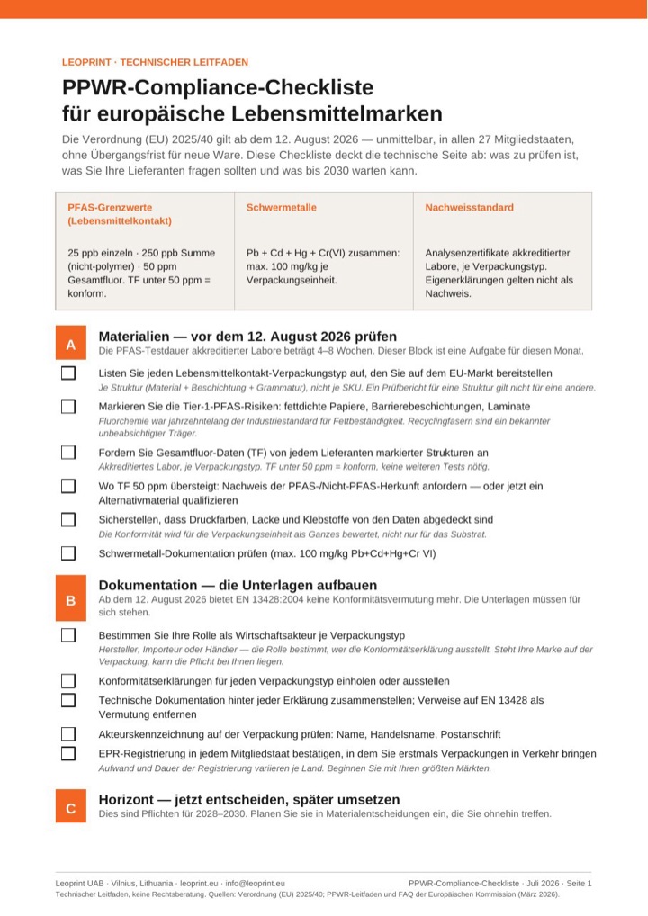PPWR-Compliance-Checkliste