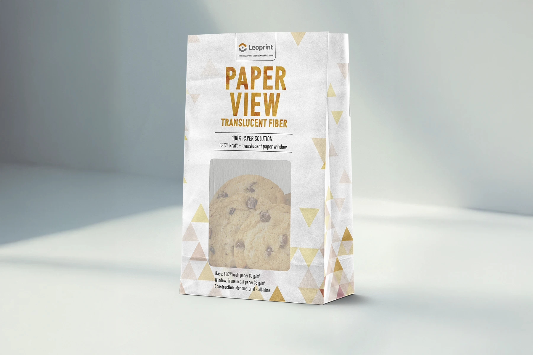 Papierowa torebka z dnem klockowym z półprzezroczystym okienkiem papierowym (Paper View, PAP 22)
