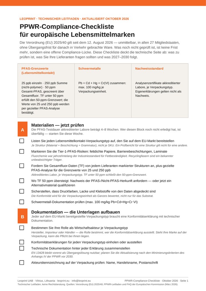 PPWR-Compliance-Checkliste