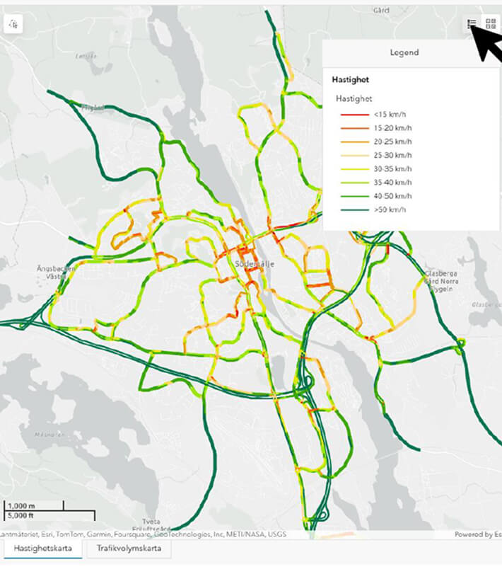A map with statistic car traffic 