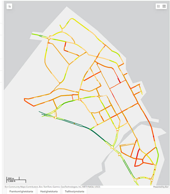A map with car data. 