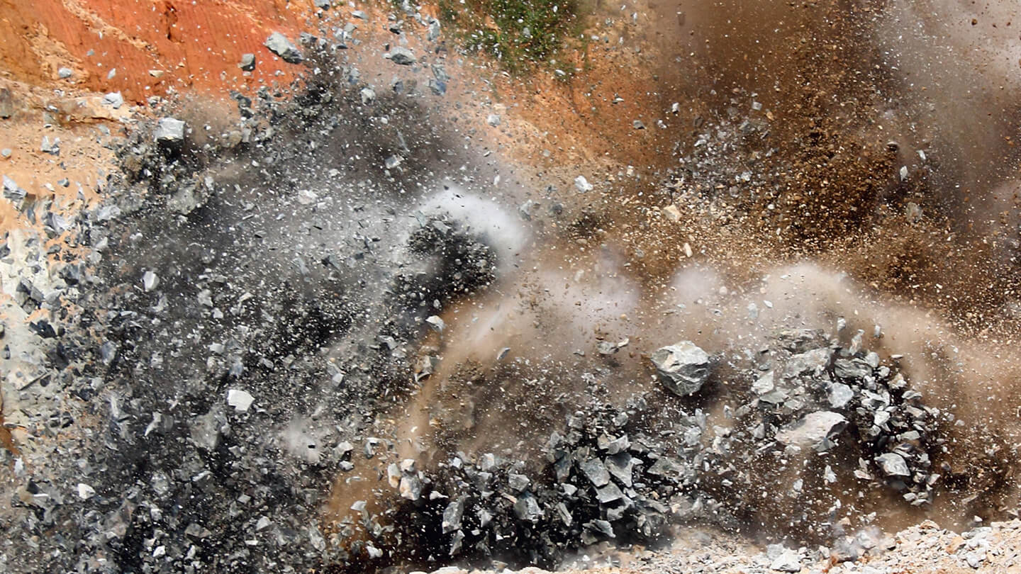 A mining blast with the right amount of explosives. 
