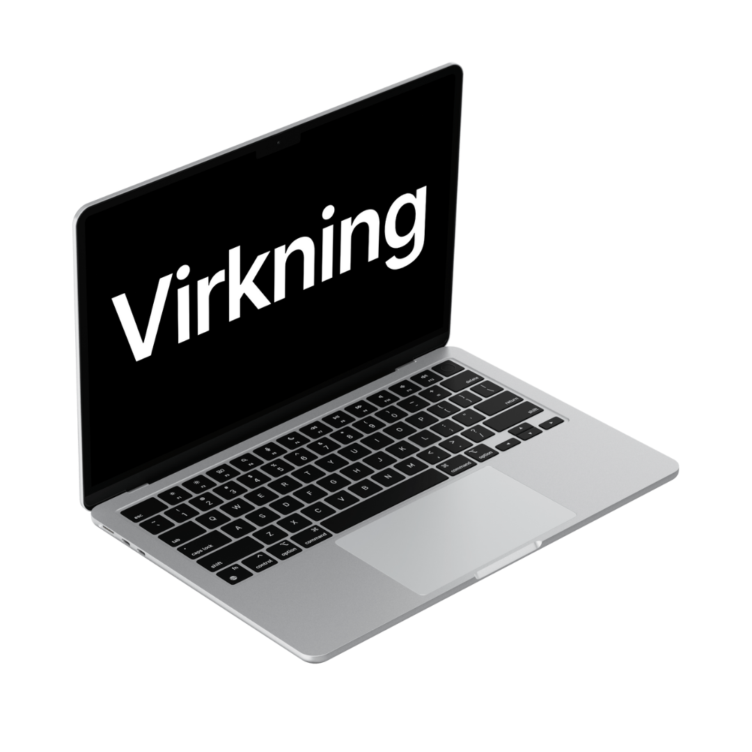 MacBook med Virkning-logo – symboliserer digitale tjenester og nettsideleveranser