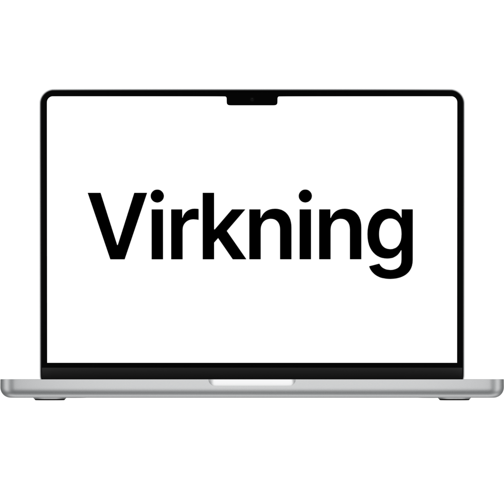 Illustrasjon av nettside med Virkning-logo på skjerm – digital design og utvikling