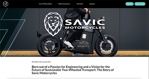 The article I helped to create for Volttrader, it is an interview with Savic motorcycles