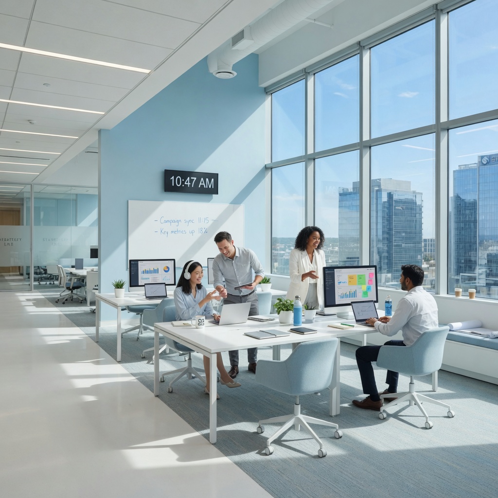 Modern enterprise AI office and secure datacenter