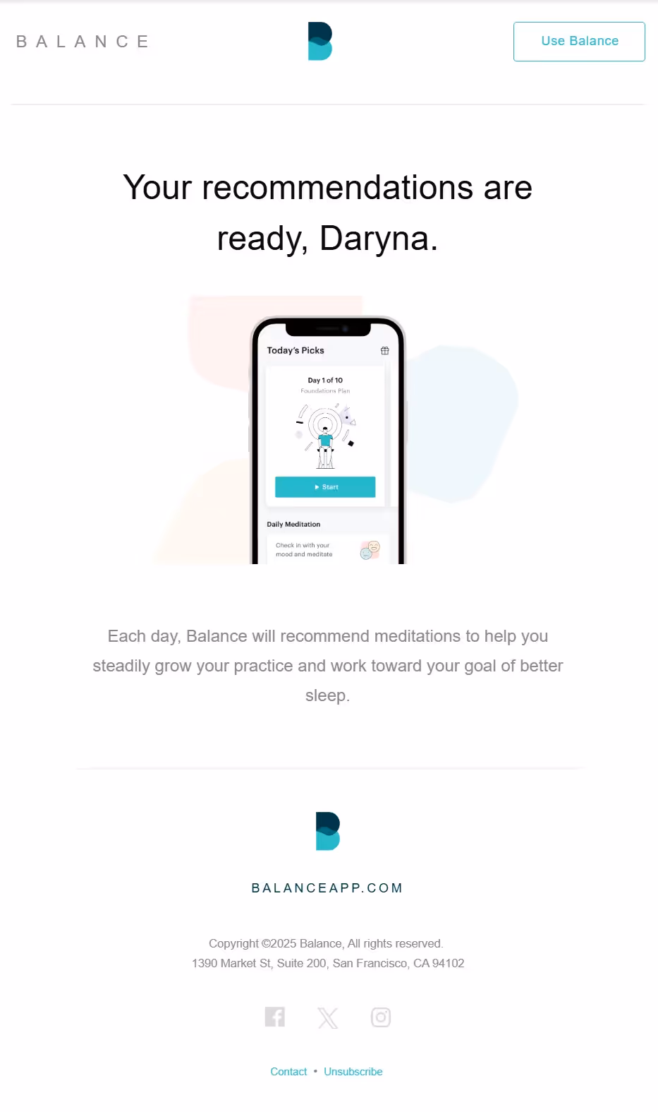 Balance: Meditation & Sleep