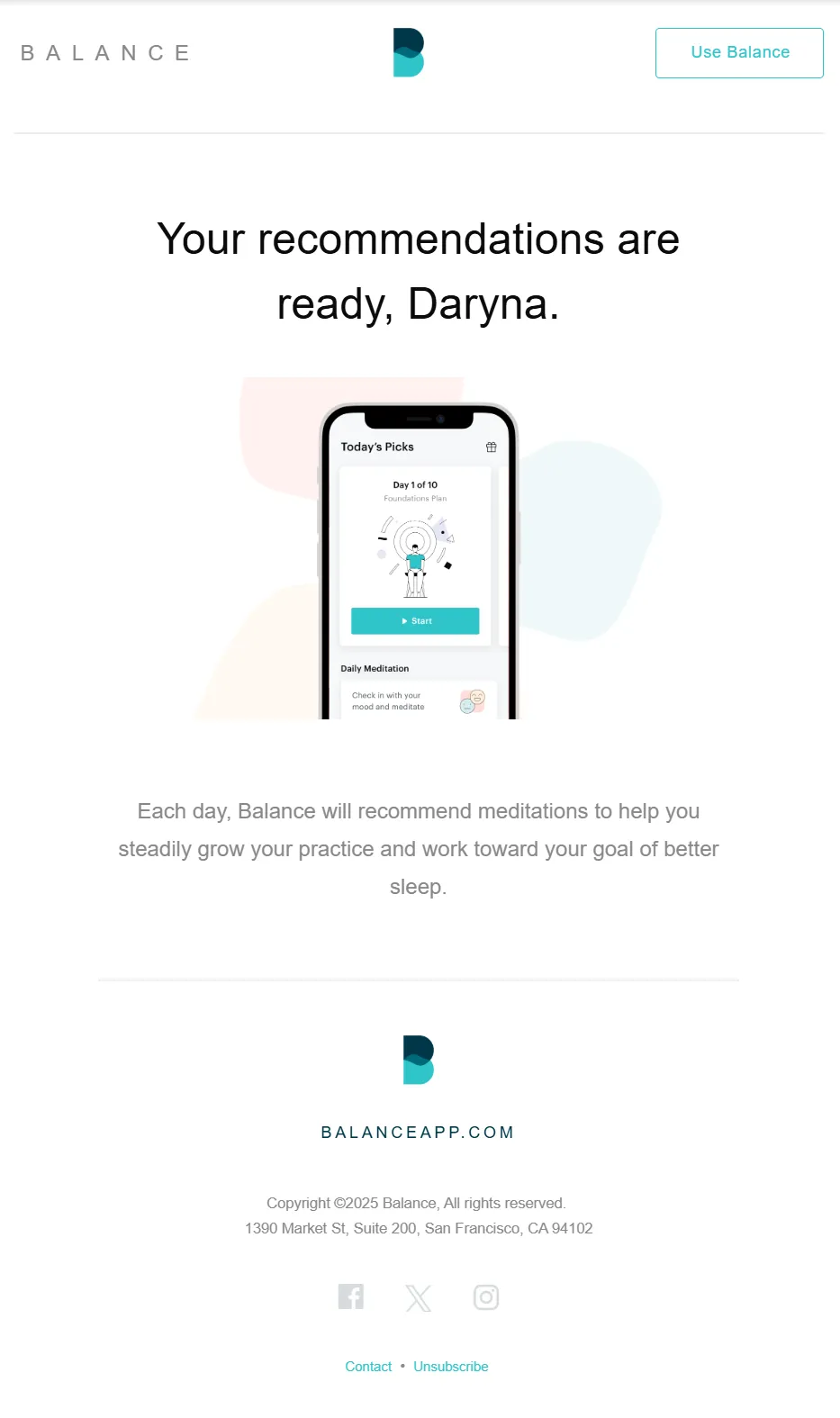 Balance: Meditation & Sleep