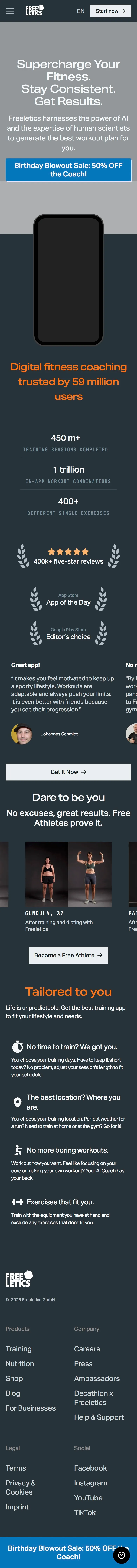 Freeletics: Workouts & Fitness
