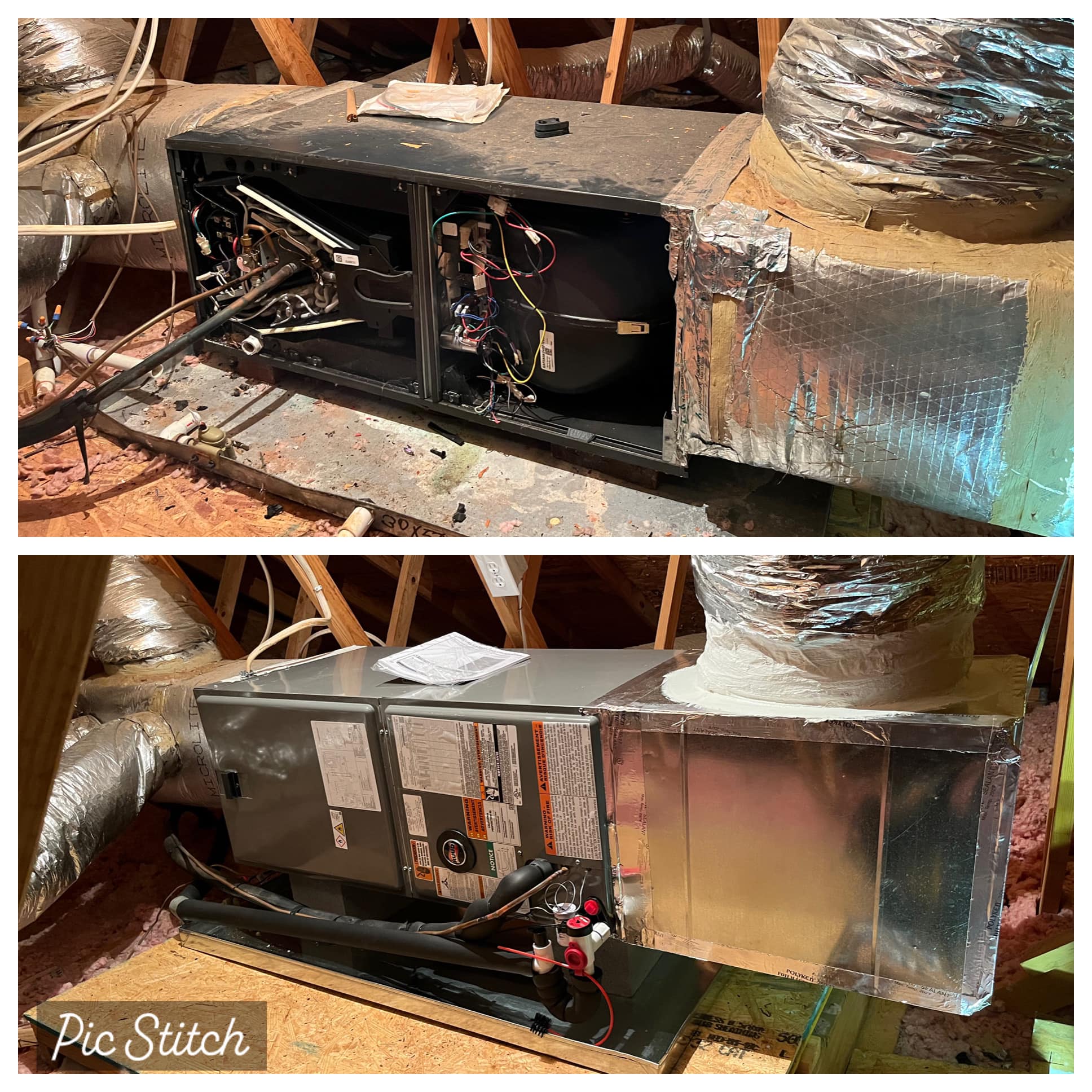 Upgraded furnace system with connected ducts.