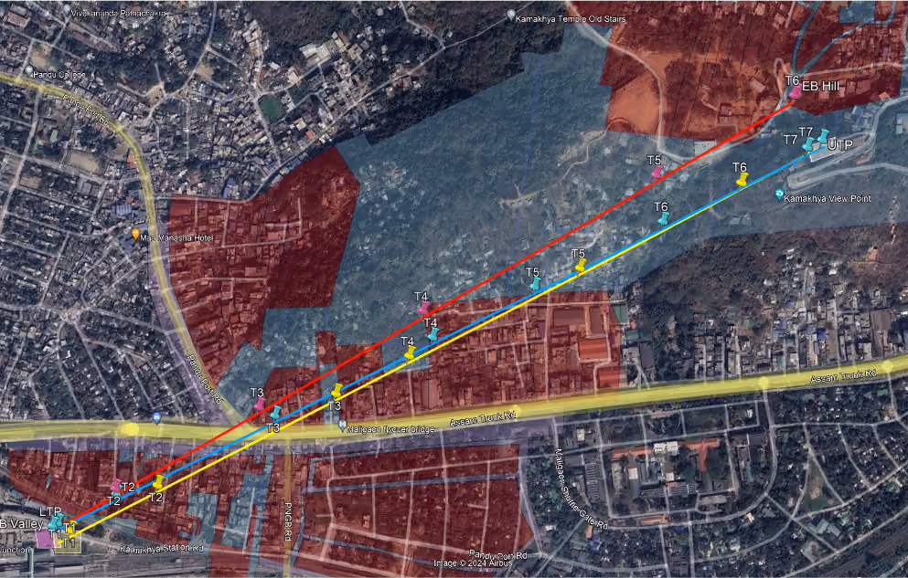 Lageplan der urbanen Seilbahn Kamakhya in Guwahati