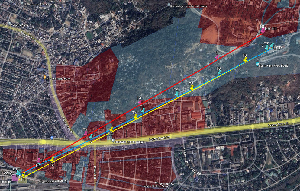 Lageplan der urbanen Seilbahn Kamakhya in Guwahati