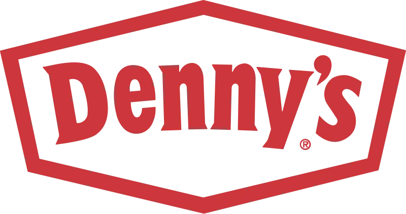 Denny's restaurant logo in red, a Share-ify food service partner.