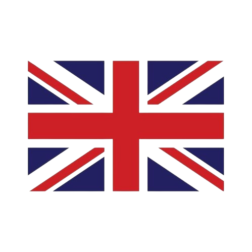 Drapeau du Royaume-Uni avec croix rouge et motifs diagonaux rouges sur fond bleu.