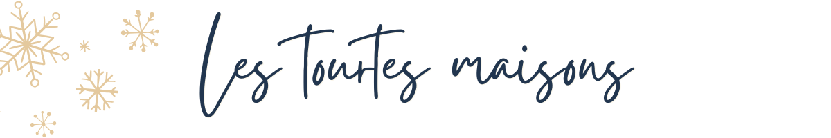 Handwritten script text saying 'Les toutes maisons' with decorative gold snowflakes on a white background.